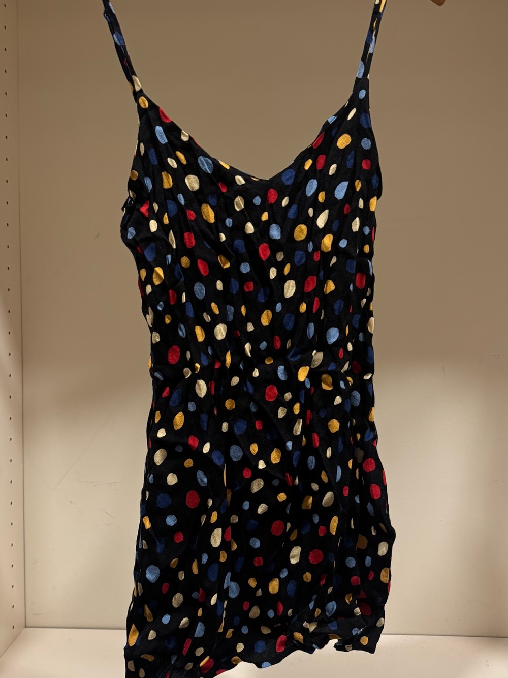 Kids Black Polka Dot One-Piece Romper with Red, Blue & Yellow Dots